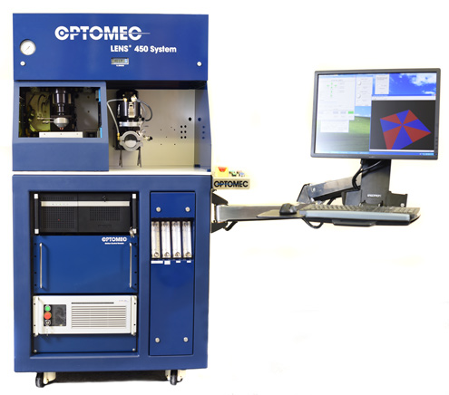 HUSUN's distribution of LENS 3D printers will start with the LENS 450 system. Image via Optomec